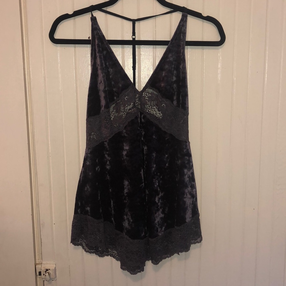 Free people grey velvet lingerie top